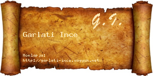Garlati Ince névjegykártya